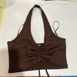 LIKE NEW H&M BROWN HALTER TOP